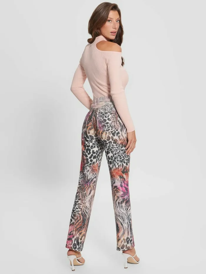 Jeans and Denim GUESS Women 1981 Mixed Print Straight Jeans Passion Wild Jeans and Denim GUESS Women 1981 Mixed Print Straight Jeans Passion Wild