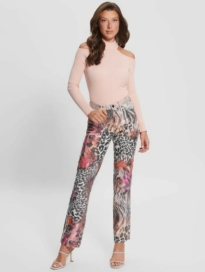 Jeans and Denim GUESS Women 1981 Mixed Print Straight Jeans Passion Wild Jeans and Denim GUESS Women 1981 Mixed Print Straight Jeans Passion Wild
