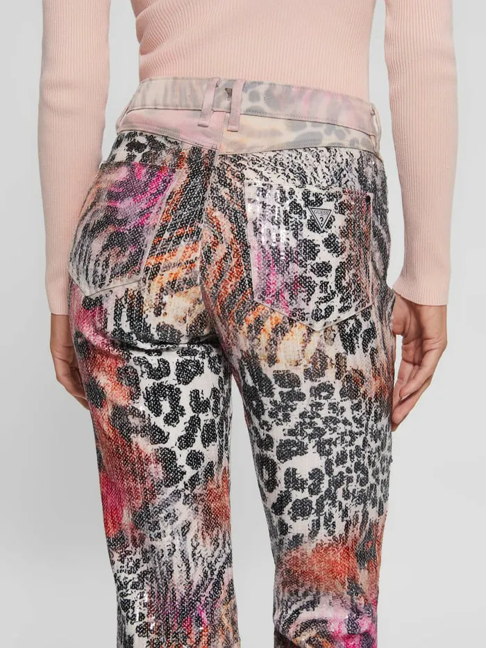 Jeans and Denim GUESS Women 1981 Mixed Print Straight Jeans Passion Wild Jeans and Denim GUESS Women 1981 Mixed Print Straight Jeans Passion Wild