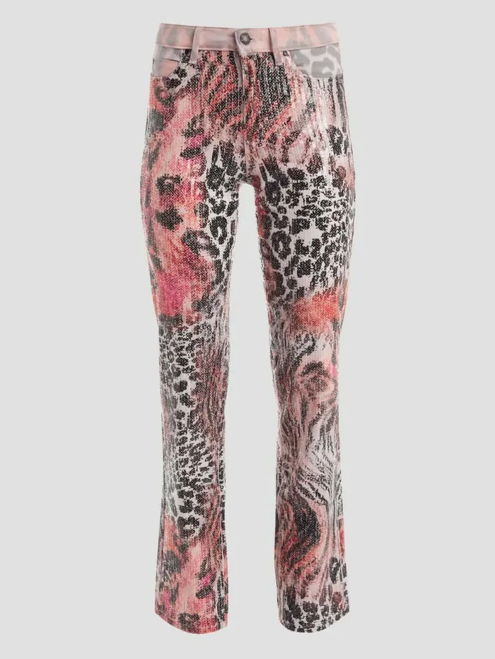 Jeans and Denim GUESS Women 1981 Mixed Print Straight Jeans Passion Wild Jeans and Denim GUESS Women 1981 Mixed Print Straight Jeans Passion Wild