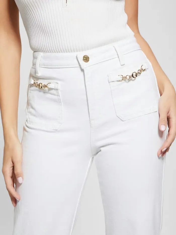 Jeans and Denim GUESS Women Charm Straight Jeans Pure White Multi Jeans and Denim GUESS Women Charm Straight Jeans Pure White Multi