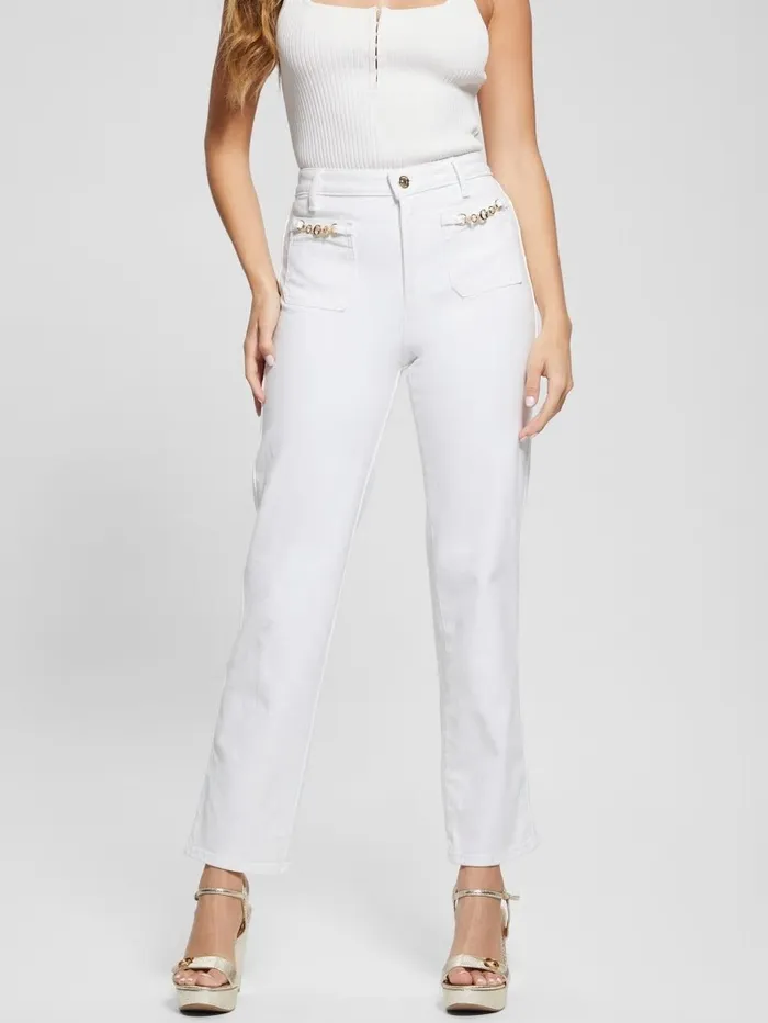 Jeans and Denim GUESS Women Charm Straight Jeans Pure White Multi Jeans and Denim GUESS Women Charm Straight Jeans Pure White Multi