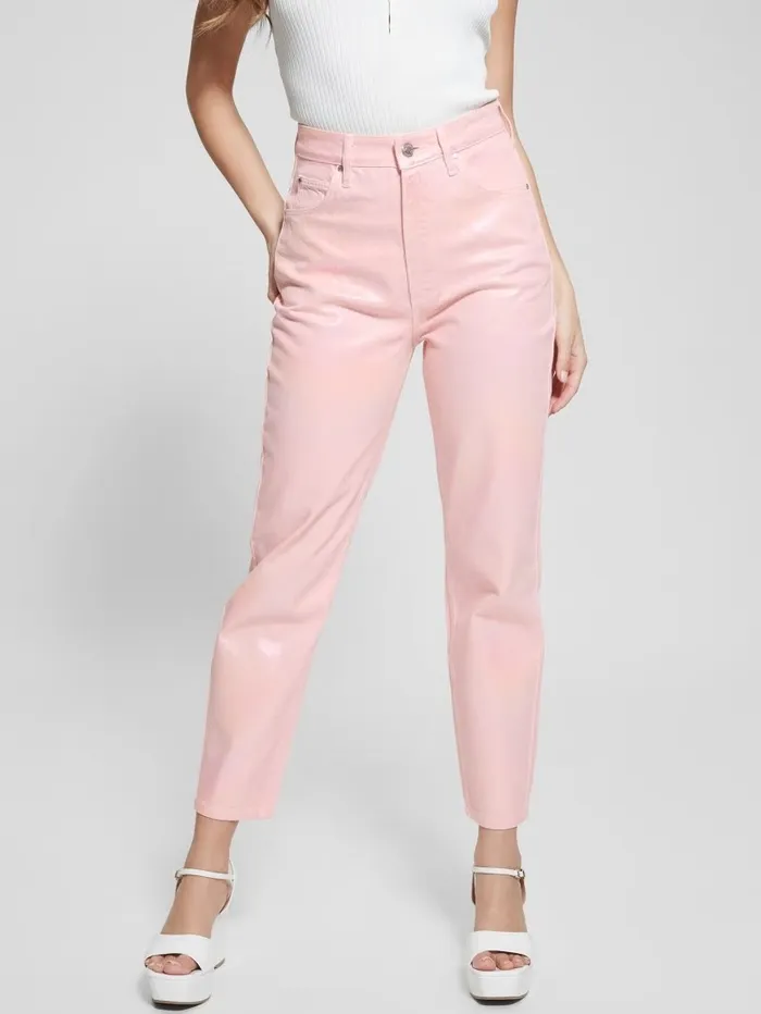 Jeans and Denim Women Coated Denim HighRise Mom Jeans Unicorn Pink GUESS Jeans and Denim Women Coated Denim HighRise Mom Jeans Unicorn Pink GUESS