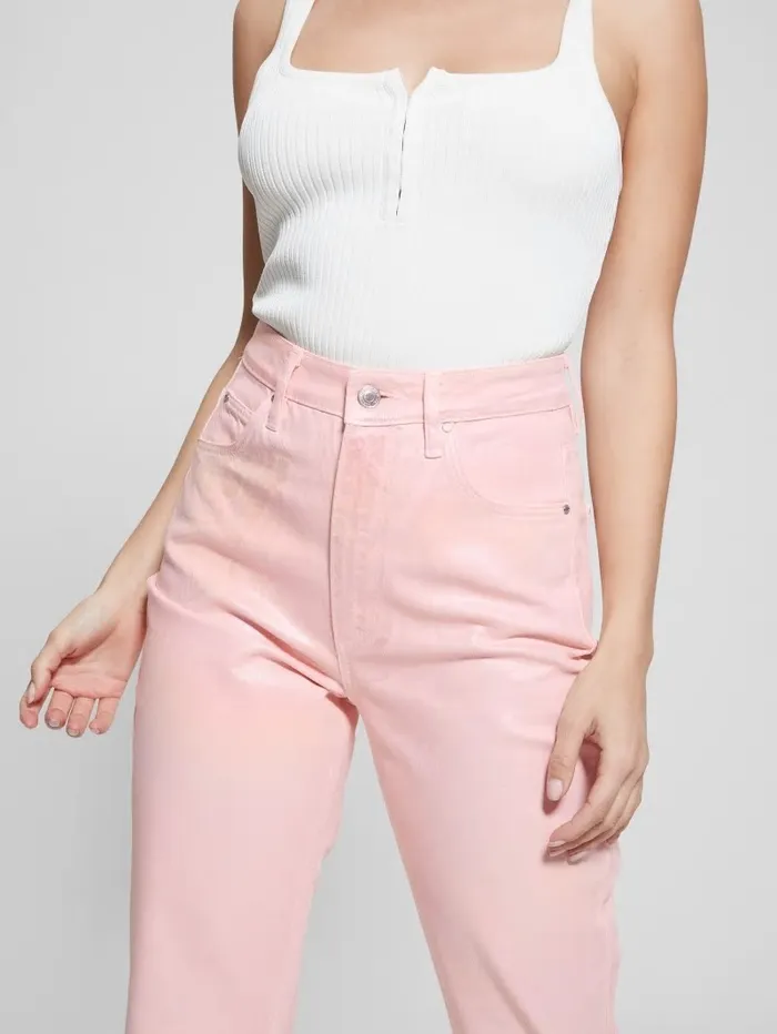 Jeans and Denim Women Coated Denim HighRise Mom Jeans Unicorn Pink GUESS Jeans and Denim Women Coated Denim HighRise Mom Jeans Unicorn Pink GUESS