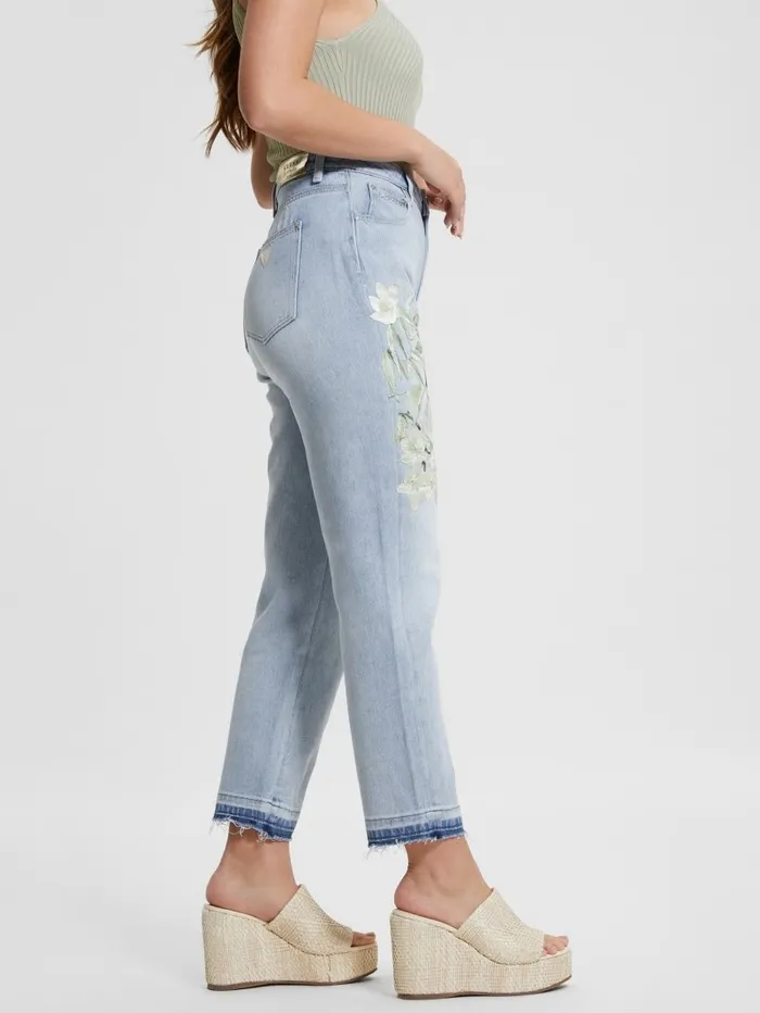 Jeans and Denim Women GUESS Eco Satin Artwork Denim Mom Jeans Sunset Flower Jeans and Denim Women GUESS Eco Satin Artwork Denim Mom Jeans Sunset Flower