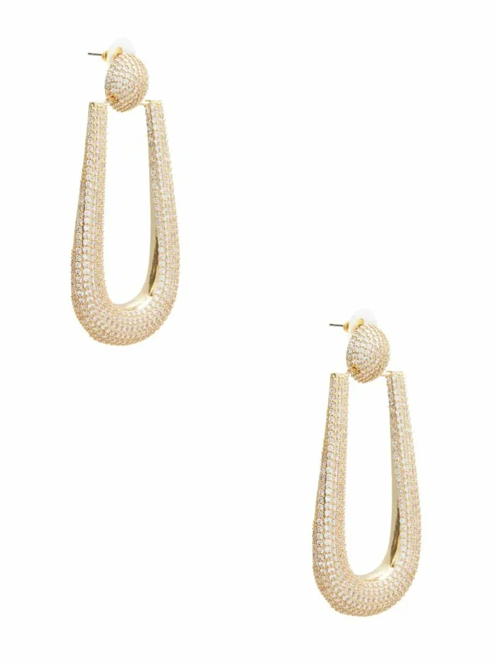Jewelry GoldTone and CZ Oblong Doorknocker Earring SilverGold 8211 GUESS Women Jewelry GoldTone and CZ Oblong Doorknocker Earring SilverGold 8211 GUESS Women