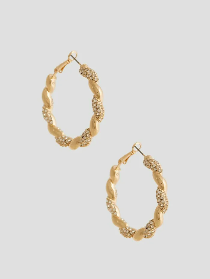 Jewelry GoldTone Twisted Hoop Earrings Gold 8211 GUESS Women
