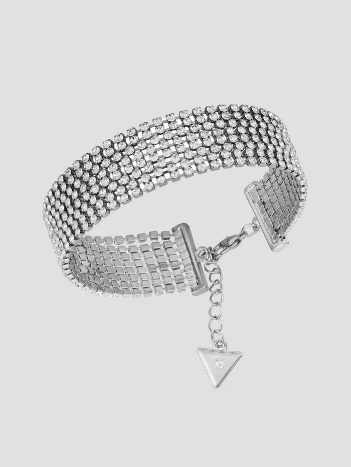 Jewelry GUESS Women SilverTone MultiChain Rhinestone Bracelet Silver