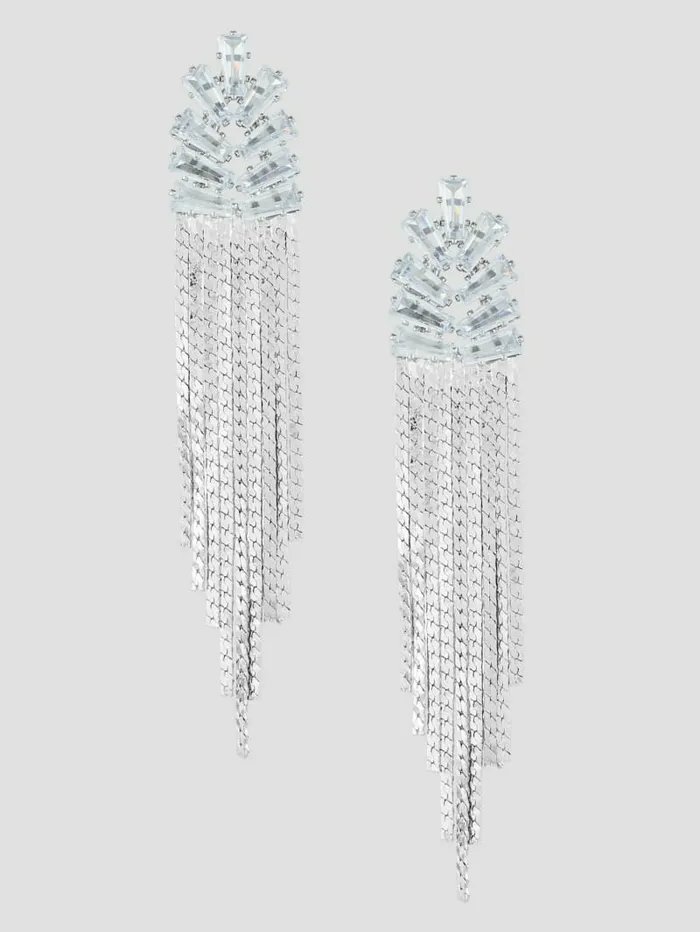 Jewelry SilverTone Mini Statement Linear Earrings Silver 8211 GUESS Women