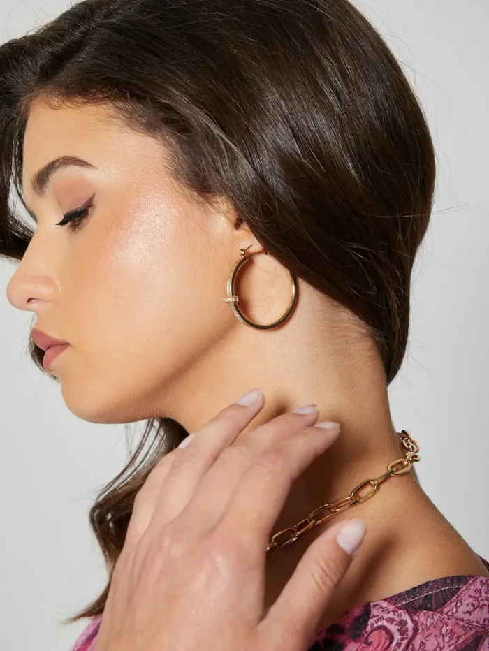 Jewelry Women GUESS Metallic GoldTone Hoop Earrings No Description Jewelry Women GUESS Metallic GoldTone Hoop Earrings No Description