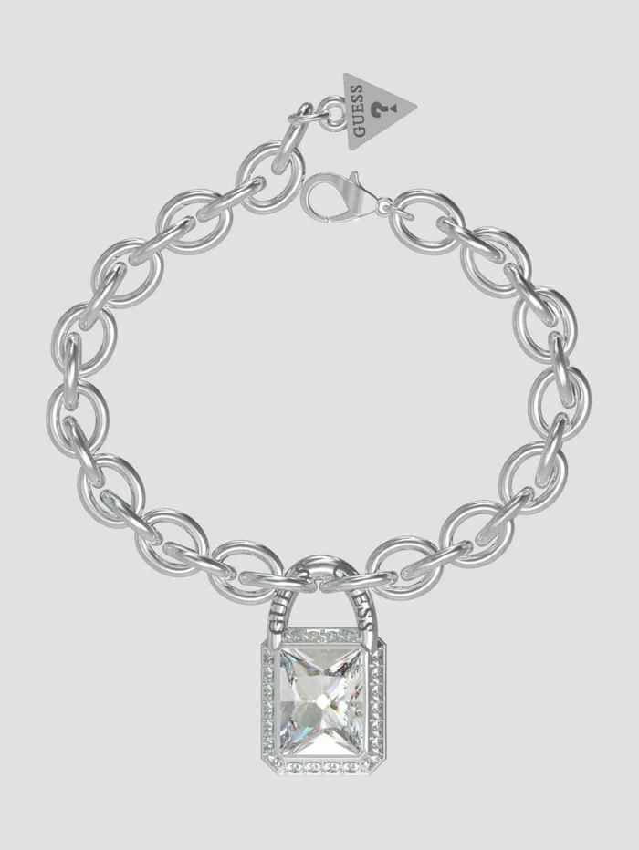 Jewelry Women SilverTone Crystal Padlock Bracelet Rh GUESS