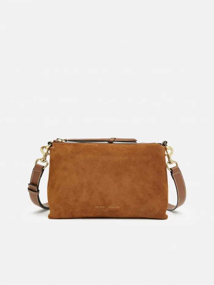 Jigsaw Ava Suede Cross Body Tan Women Leather