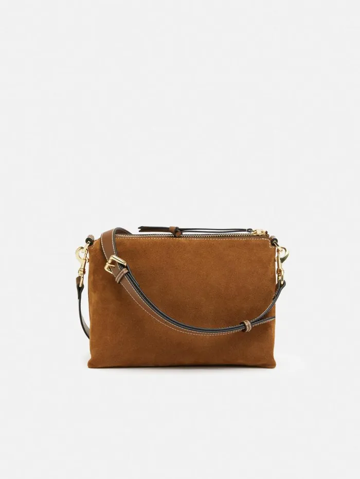 Jigsaw Ava Suede Cross Body Tan Women Leather