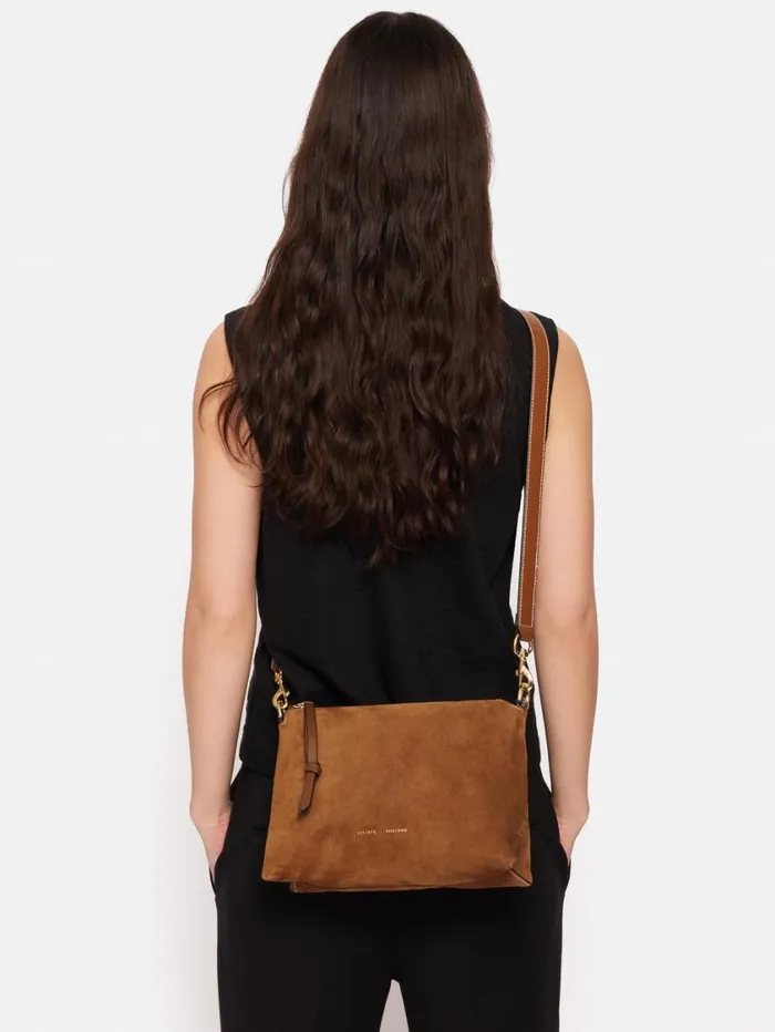 Jigsaw Ava Suede Cross Body Tan Women Leather