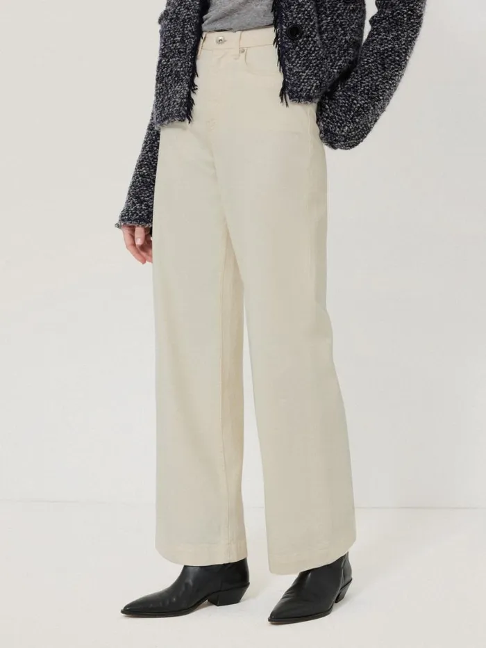 Jigsaw Balfour Long Wide Leg Jean Ecru Women Trousers