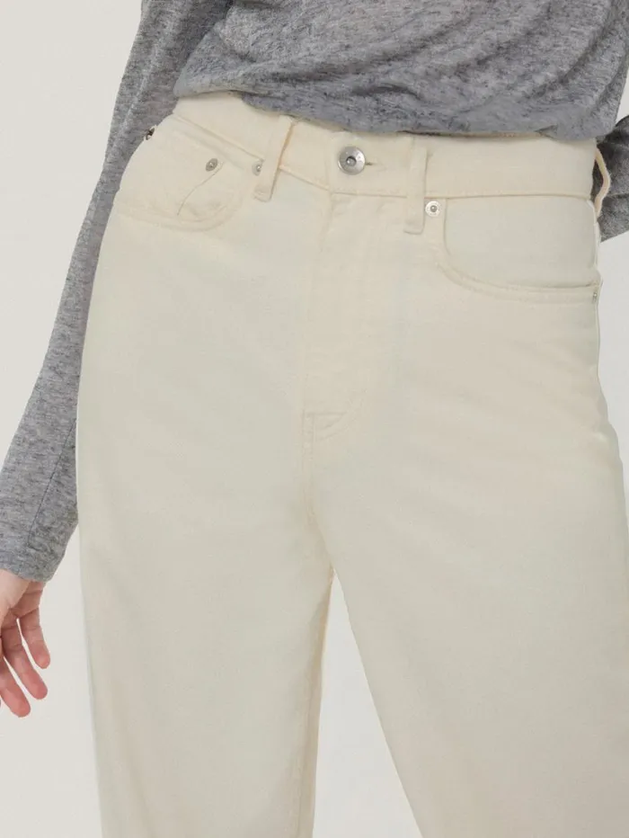Jigsaw Balfour Long Wide Leg Jean Ecru Women Trousers