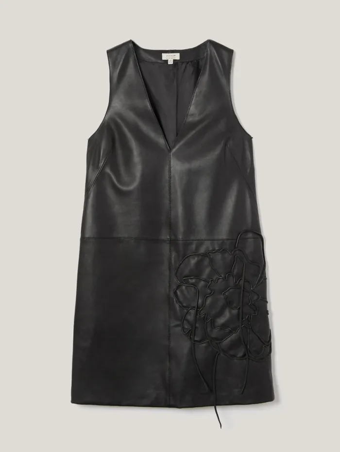 Jigsaw Bleeker Leather Applique Dress Black Women Dresses and Jumpsuits