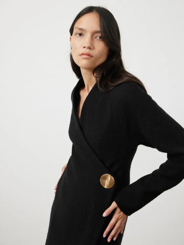 Jigsaw Boiled Wool Blend Disc Dress Black Women Knitwear and Cashmere