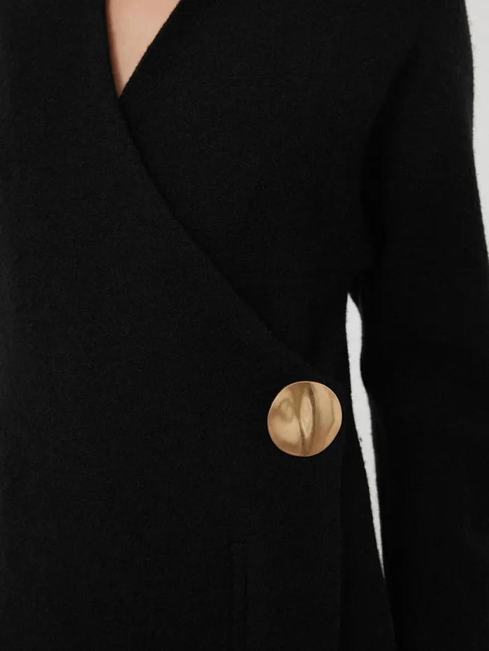 Jigsaw Boiled Wool Blend Disc Dress Black Women Knitwear and Cashmere