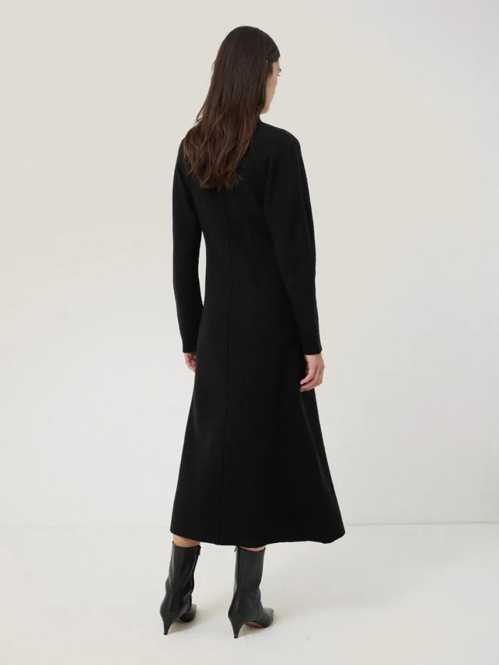 Jigsaw Boiled Wool Blend Disc Dress Black Women Knitwear and Cashmere