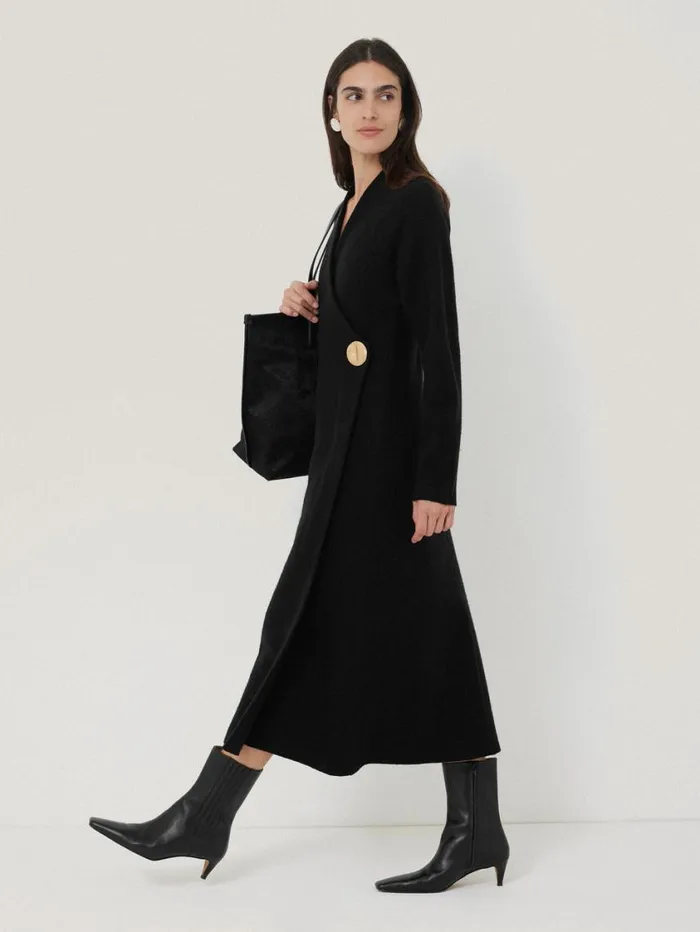Jigsaw Boiled Wool Blend Disc Dress Black Women Knitwear and Cashmere