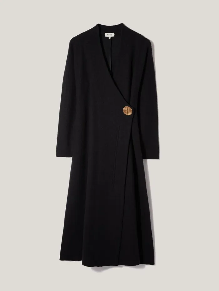 Jigsaw Boiled Wool Blend Disc Dress Black Women Knitwear and Cashmere