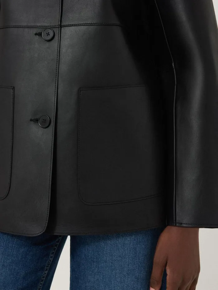 Jigsaw Bonded Leather Jacket Black Women Coords