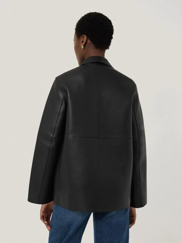 Jigsaw Bonded Leather Jacket Black Women Coords