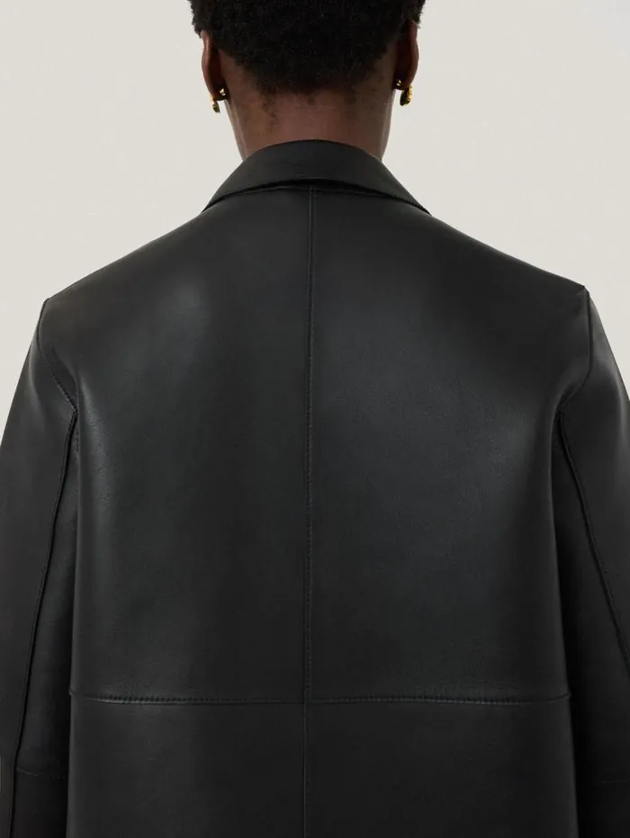 Jigsaw Bonded Leather Jacket Black Women Coords