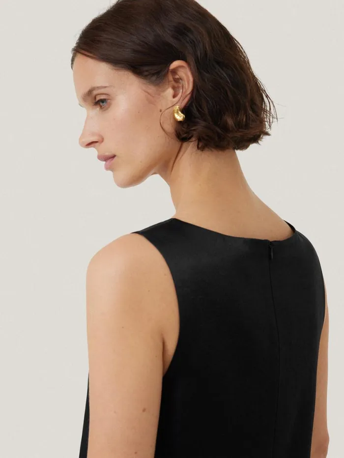 Jigsaw Bonded Satin Mini Dress Black Women Party