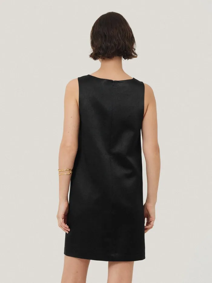Jigsaw Bonded Satin Mini Dress Black Women Party