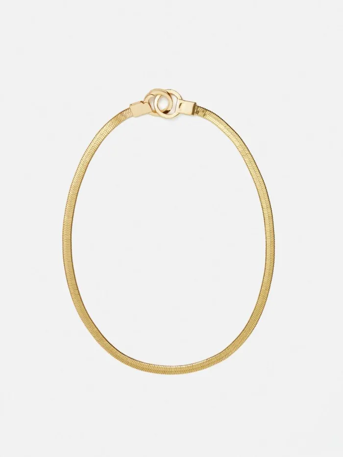 Jigsaw Chunky Snake Chain Necklace Gold Women Party