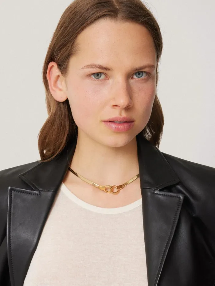 Jigsaw Chunky Snake Chain Necklace Gold Women Party