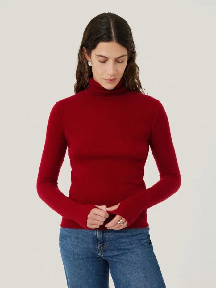 Jigsaw Cloud Cashmere Polo Jumper Red Women Knitwear and Cashmere