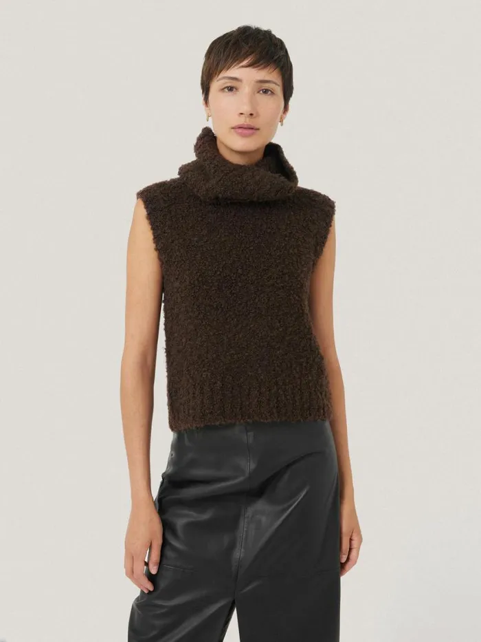 Jigsaw Cosy Boucle Tank And Snood Brown Women Knitwear and Cashmere