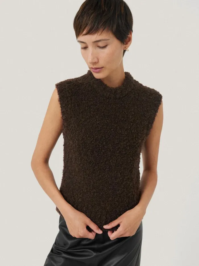 Jigsaw Cosy Boucle Tank And Snood Brown Women Knitwear and Cashmere