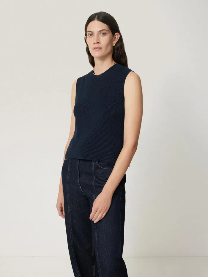 Jigsaw Cotton Blend Crew Tank Navy Women Coords