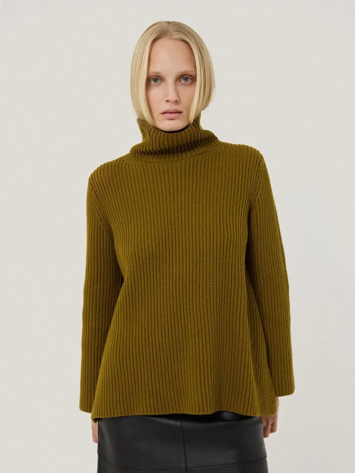 Jigsaw Cotton Blend Faroe Fishermans Khaki Women Knitwear and Cashmere