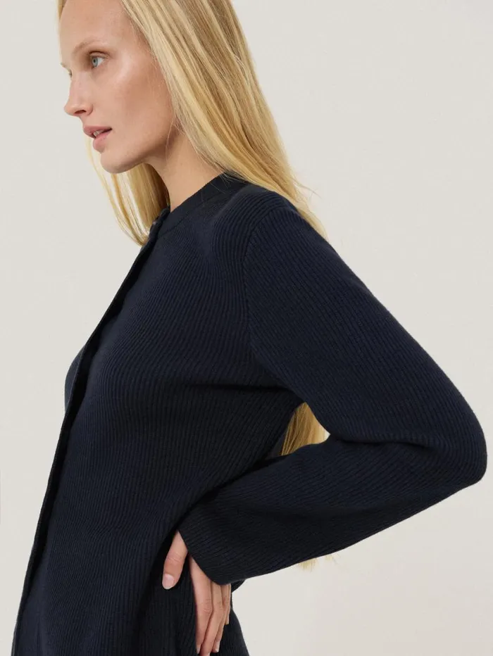 Jigsaw Cotton Blend Knit Cardigan Navy Women Knitwear and Cashmere