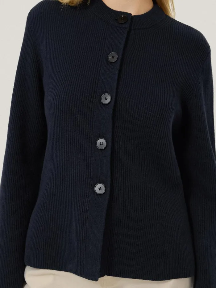 Jigsaw Cotton Blend Knit Cardigan Navy Women Knitwear and Cashmere