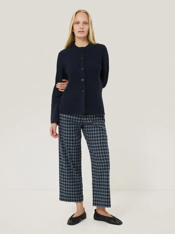 Jigsaw Cotton Blend Knit Cardigan Navy Women Knitwear and Cashmere