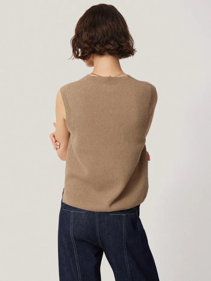 Jigsaw Cotton Blend V Neck Tank Neutral Women Knitwear and Cashmere
