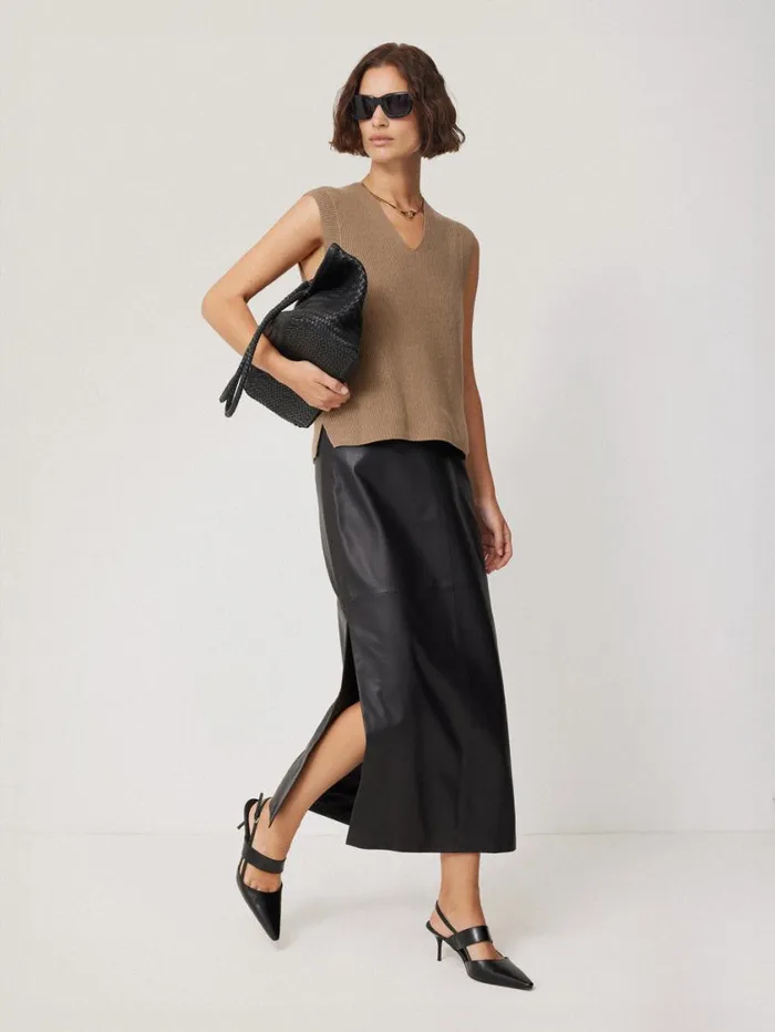 Jigsaw Cotton Blend V Neck Tank Neutral Women Knitwear and Cashmere