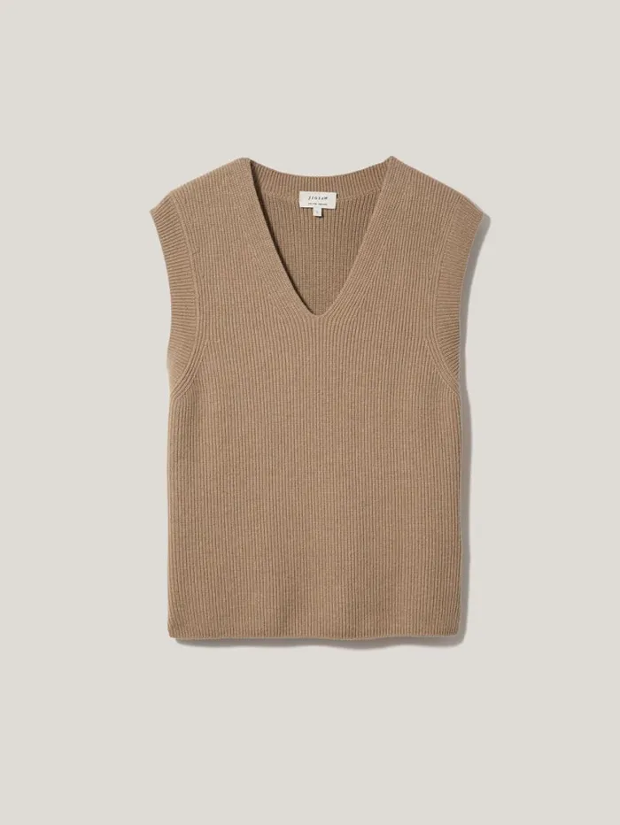 Jigsaw Cotton Blend V Neck Tank Neutral Women Knitwear and Cashmere