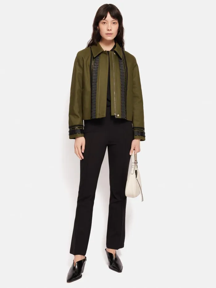 Jigsaw Cotton Trim Detail Jacket Khaki Women Coords