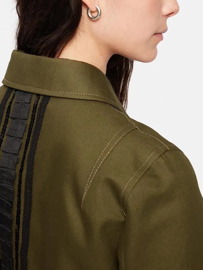 Jigsaw Cotton Trim Detail Jacket Khaki Women Coords