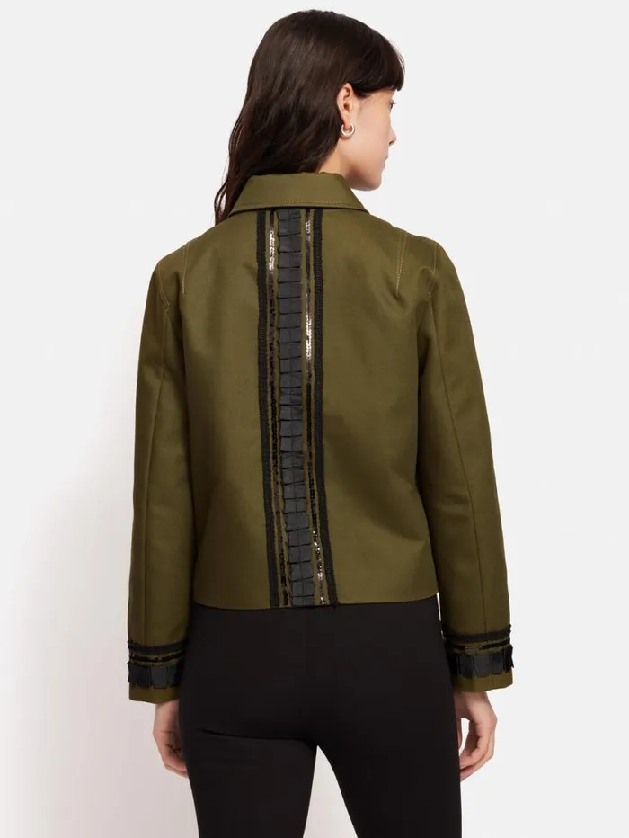 Jigsaw Cotton Trim Detail Jacket Khaki Women Coords