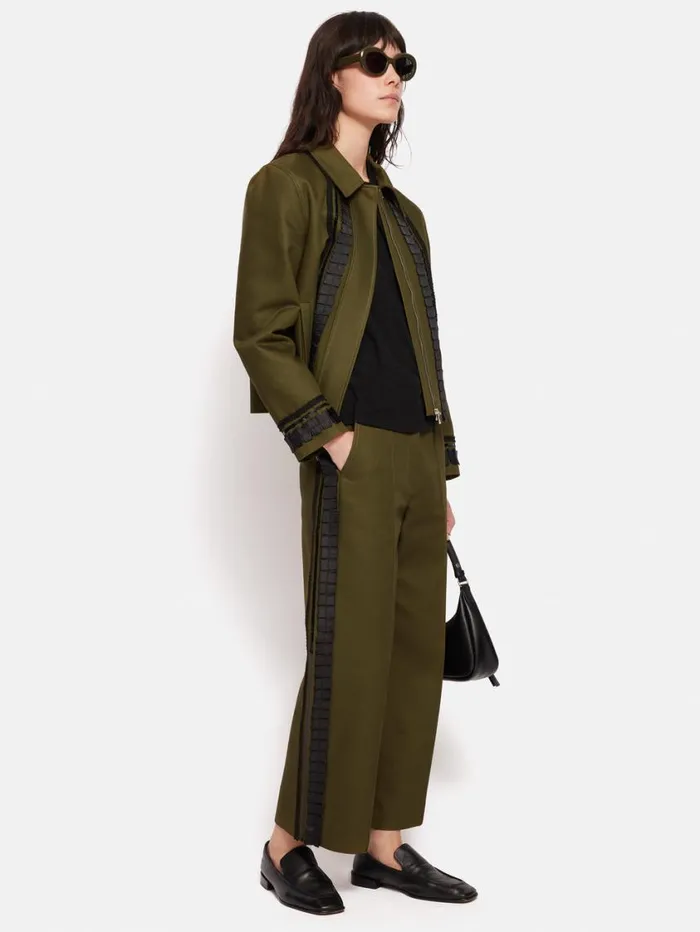 Jigsaw Cotton Trim Detail Jacket Khaki Women Coords
