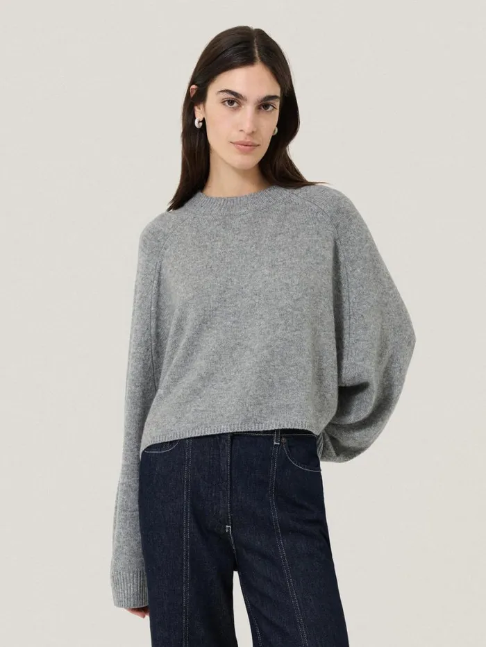 Jigsaw Crew Neck Poncho Jumper Grey Women Knitwear and Cashmere