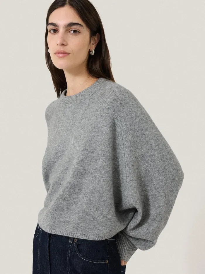 Jigsaw Crew Neck Poncho Jumper Grey Women Knitwear and Cashmere